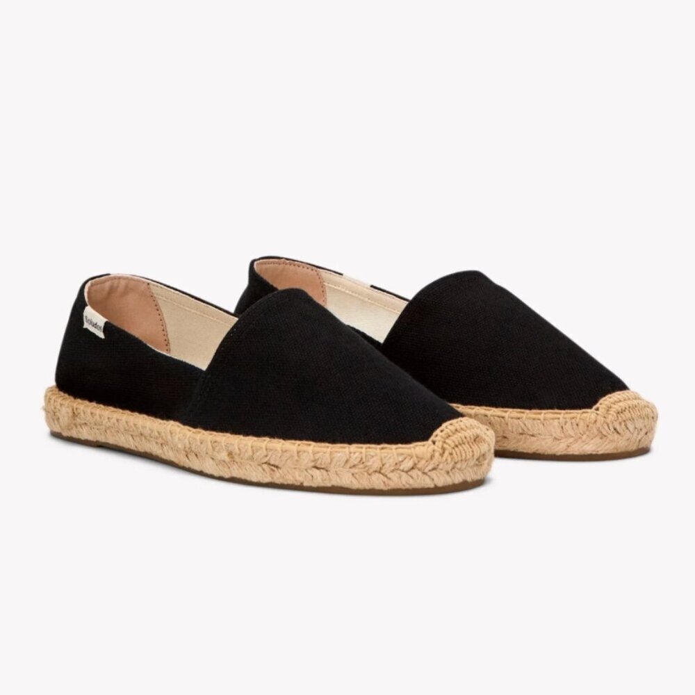 Soludos The Original Espadrille Slip On Casual Black Canvas Shoe, size 38